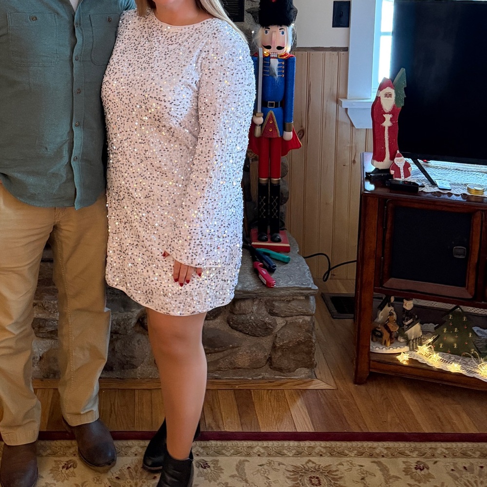 Cupshe White Sequin Midi Dress